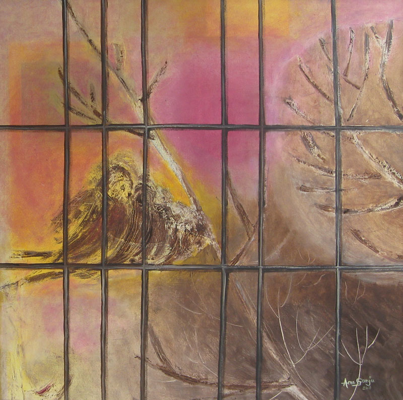 Anu Ganju At my Window Oil on Canvas 38 x 38 Inches 2011