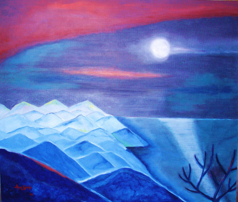 Anu Ganju Moonlight Oil on canvas 45 x 38 Inches