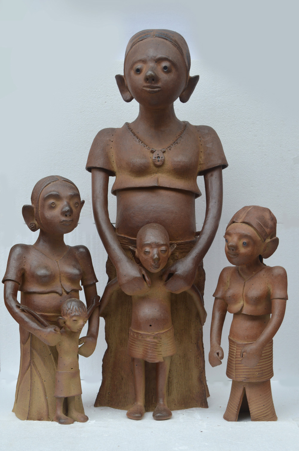 G Reghu Mother with children Ceramic 36 x 30 x 20 Inches